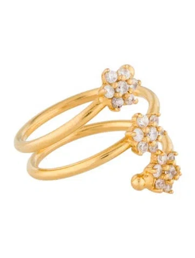 Pre-owned Ring 22k Cubic Zirconia Flower Cocktail  In Multi