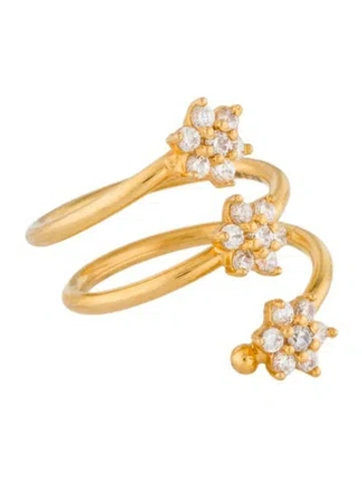 Pre-owned Ring 22k Cubic Zirconia Flower Cocktail  In Multi