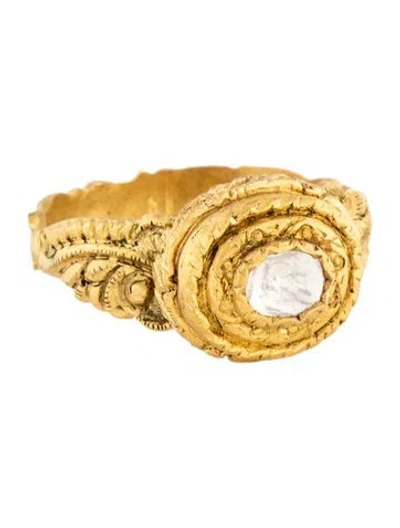 Pre-owned Ring 22k Diamond Floral Cocktail  In Multicolor
