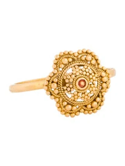 Pre-owned Ring 22k Enamel Flower  In Pink