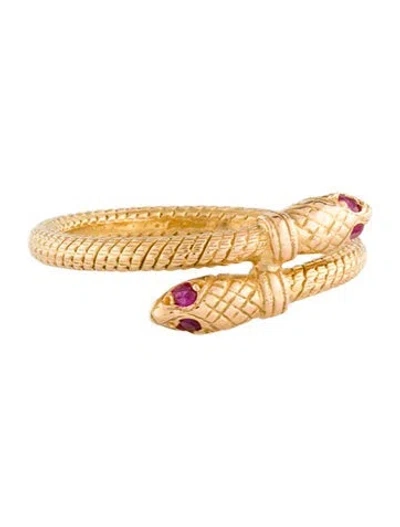 Pre-owned Ring 22k Ruby Double Snake Head  In Multi