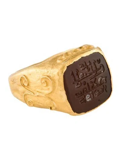 Pre-owned Ring 22k Sard Intaglio Signet  In Multi