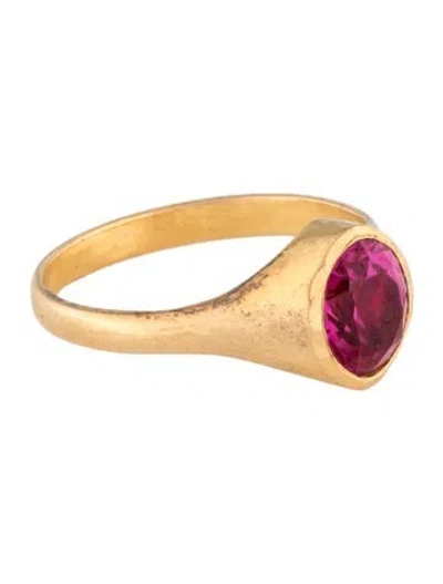 Pre-owned Ring 22k Synthetic Ruby Cocktail  In Multicolor