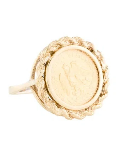 Pre-owned Ring 22k Ten Pesos Coin Signet  W/ 14k Setting In Multi