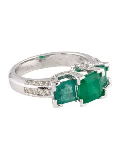 Pre-owned Ring 2.43ctw Emerald & Diamond Cocktail  In Multi