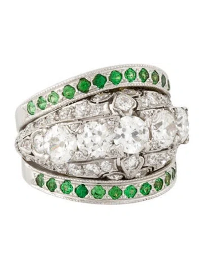 Pre-owned Ring 2.89ctw Diamond & Tsavorite Garnet Band  In Multi