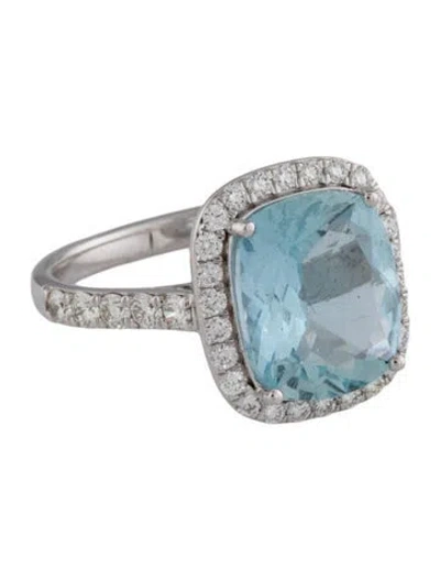 Pre-owned Ring 3.23ctw Aquamarine & Diamond  In Multicolor