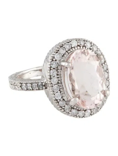 Pre-owned Ring 4.30ct Morganite & Diamond Cocktail  In Multi