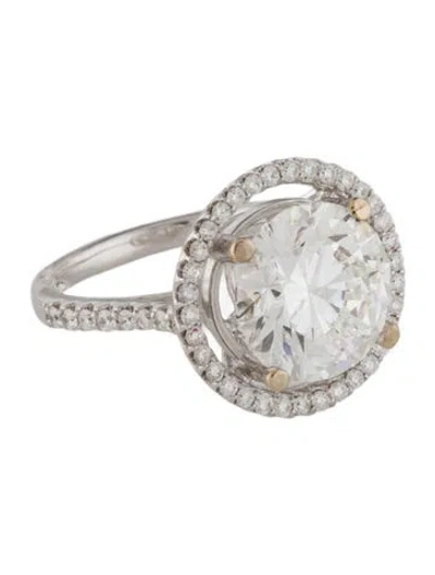 Pre-owned Ring 4.43ctw Lab-grown Diamond Halo Engagement  In Multi