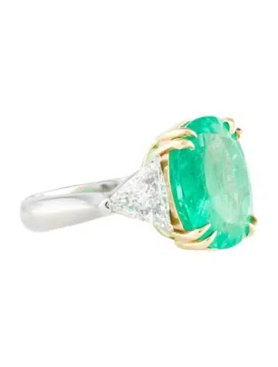 Pre-owned Ring 8.00ct Emerald & Diamond Cocktail  In Multi