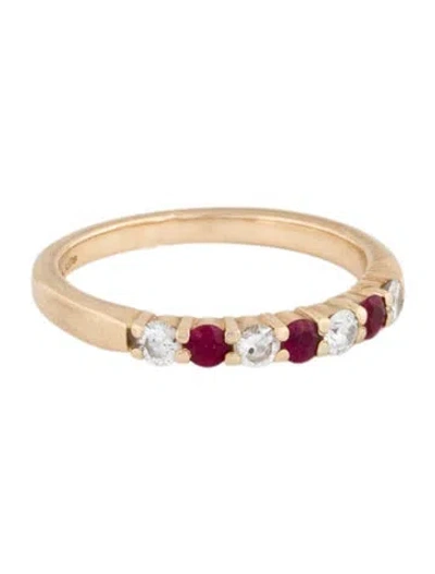 Pre-owned Ring A.jaffe 14k Ruby & Diamond Band In Multi