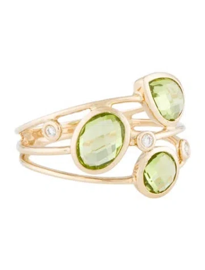 Pre-owned Ring Allison Kaufman 14k Peridot & Diamond Band In Multi