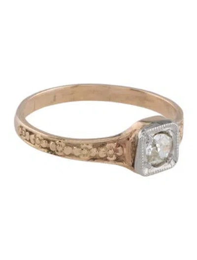 Pre-owned Ring Antique 10k Diamond Textured Midi Band In Multi