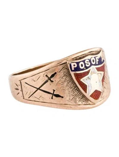 Pre-owned Ring Antique 10k Enamel Band In Multi