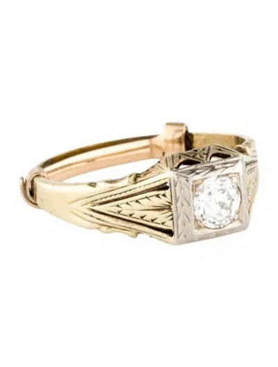 Pre-owned Ring Art Deco 14k Diamond Engraved  In Multi