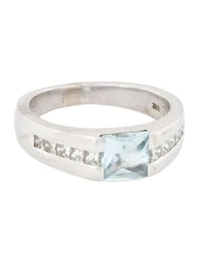 Pre-owned Ring Bailey, Banks & Biddle 18k Aquamarine & Diamond Band In Multicolor