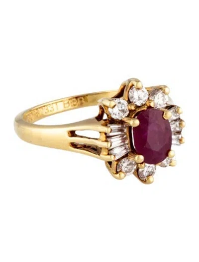 Pre-owned Ring Bailey, Banks & Biddle 18k Ruby & Diamond Cocktail  In Multicolor