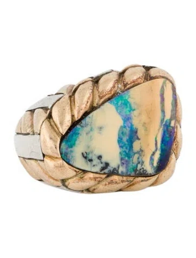 Pre-owned Ring Boulder Opal Signet  In Multi