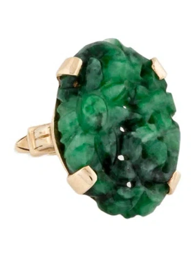 Pre-owned Ring Carved Jadeite Cocktail  In Multi