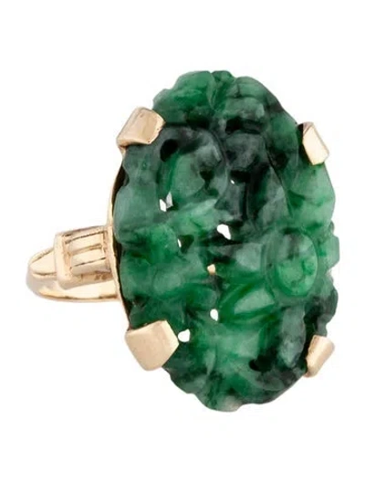 Pre-owned Ring Carved Jadeite Cocktail  In Multicolor