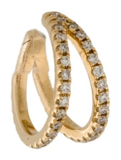 Pre-owned Ring Concierge 14k Diamond Double Row Single Ear Cuff In Multi