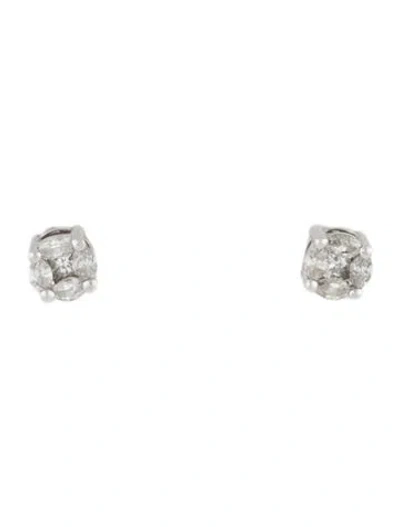 Pre-owned Ring Concierge 14k Diamond Illusion Round Studs In Multicolor
