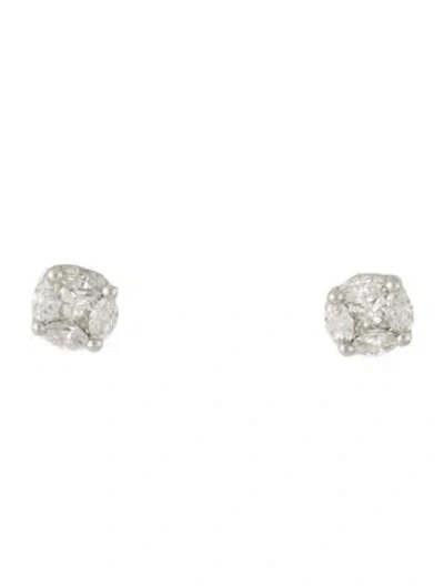 Pre-owned Ring Concierge 14k Diamond Illusion Round Studs In Multicolor