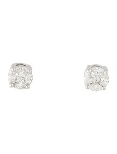 Pre-owned Ring Concierge 14k Diamond Illusion Round Studs In Multicolor