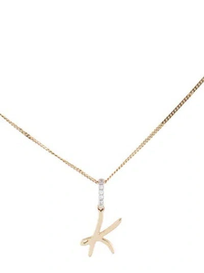 Pre-owned Ring Concierge 14k Diamond Initial 'k' Pendant Necklace, 18" In Multicolor