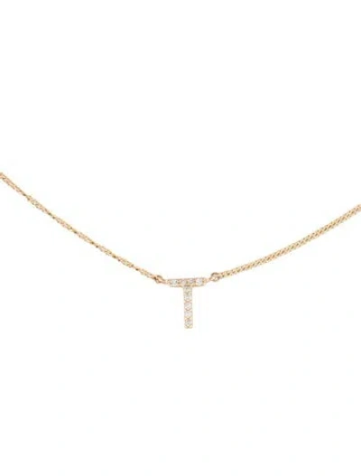 Pre-owned Ring Concierge 14k Diamond Initial 't' Pendant Necklace, 17" In Multi