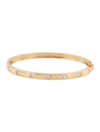 Pre-owned Ring Concierge 14k Diamond Inlay Bangle Bracelet, 5.75" In Multicolor