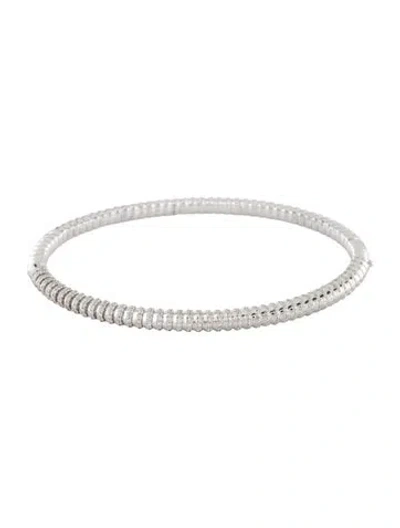 Pre-owned Ring Concierge 14k Diamond Ridged Hinged Bangle, 6.75" In Multi