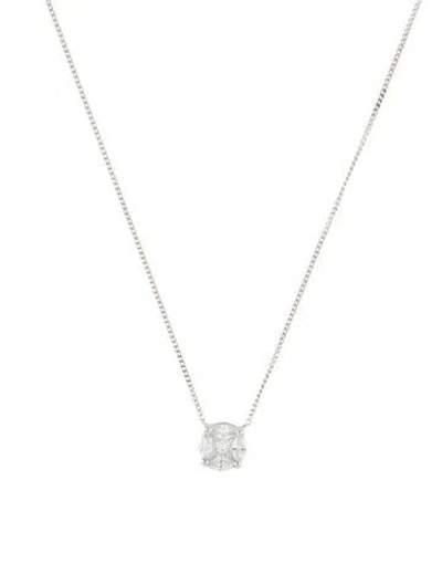 Pre-owned Ring Concierge 14k Diamond Round Illusion Pendant Necklace, 17" In Multicolor