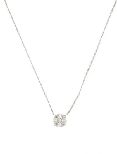 Pre-owned Ring Concierge 14k Diamond Round Illusion Pendant Necklace, 18" In Multicolor