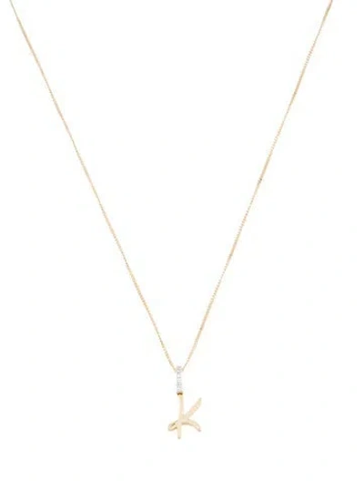 Pre-owned Ring Concierge 14k Diamond Script Initial 'k' Pendant Necklace, 18" In Multicolor