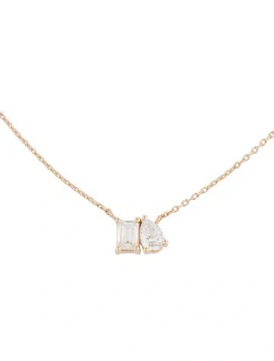 Pre-owned Ring Concierge 14k Diamond Toi Et Moi Pendant Necklace, 17" In Multicolor