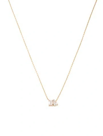 Pre-owned Ring Concierge 14k Diamond Toi Et Moi Pendant Necklace, 18" In Multicolor