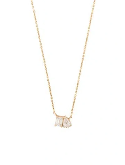 Pre-owned Ring Concierge 14k Diamond Toi Et Moi Pendant Necklace, 18" In Multicolor