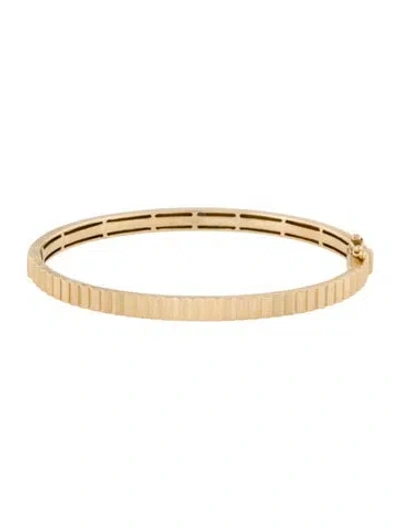 Pre-owned Ring Concierge 14k Fluted Hinged Bangle Bracelet, 6" In Multi