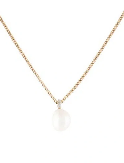 Pre-owned Ring Concierge 14k Pearl & Diamond Choker Pendant Necklace, 15" In Multi