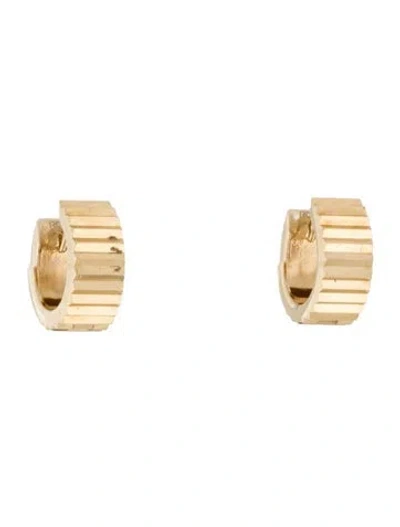 Pre-owned Ring Concierge 14k Wide Fluted Huggie Hoop Earrings In Multi