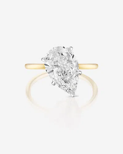 Ring Concierge 3.01 Ct. Pear Lab Diamond In Slanted Whisper Thin® Hidden Halo Engagement Ring In Gold