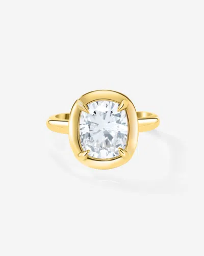 Ring Concierge 3.02 Ct. Cushion Lab Diamond In Cloud Bezel Engagement Ring In Gold