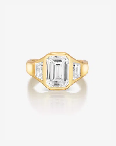 Ring Concierge 3.03 Ct. Emerald Lab Diamond In Trinity Bezel Engagement Ring In Gold