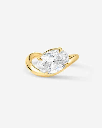 Ring Concierge 3.09 Ct. Oval Lab Diamond In The Wave Engagement Ring In Gold
