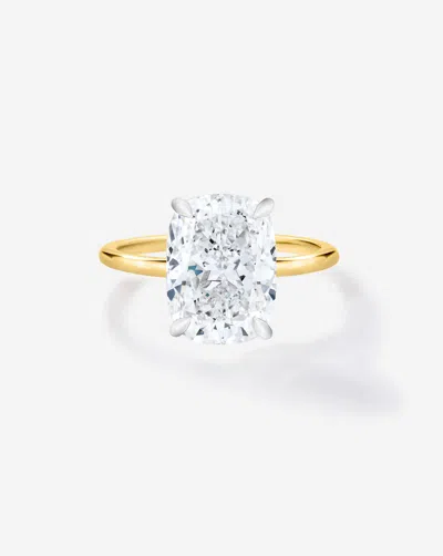 Ring Concierge 3.15 Ct. Cushion Lab Diamond In Whisper Thin® Hidden Halo Engagement Ring In Gold