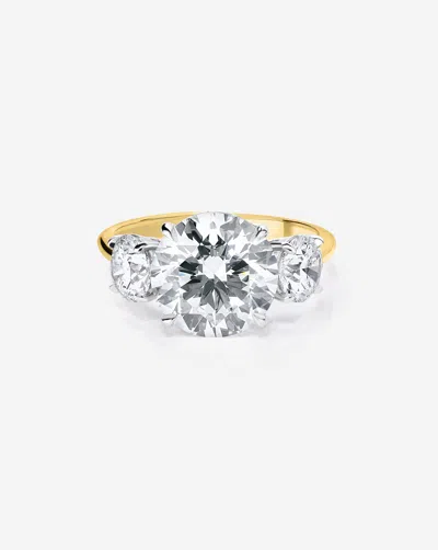 Ring Concierge 3.40 Ct. Round Lab Diamond In Whisper Thinâ® Three Stone With Rounds Engagement Ring In Gold
