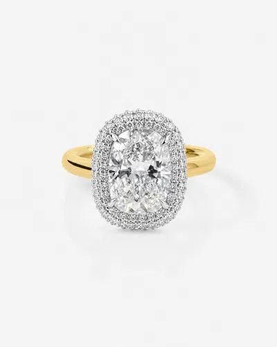 Ring Concierge 3.50 Ct. Cushion Lab Diamond In Cloud Bezel With Pavé Halo Engagement Ring In Gold