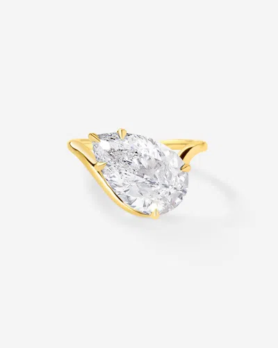 Ring Concierge 4.02 Ct. Pear Lab Diamond In The Curve Whisper Thin® Engagement Ring In Gold
