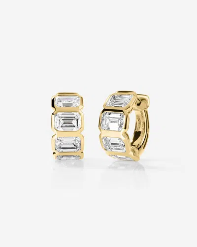 Ring Concierge Bezel Emerald Lab Diamond Huggies In 14k Yellow Gold